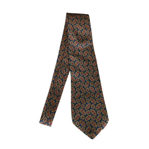 Vintage Liberty of London 100% Silk Tie Necktie Men's Navy Blue Floral‎ Pattern - Picture 1 of 4